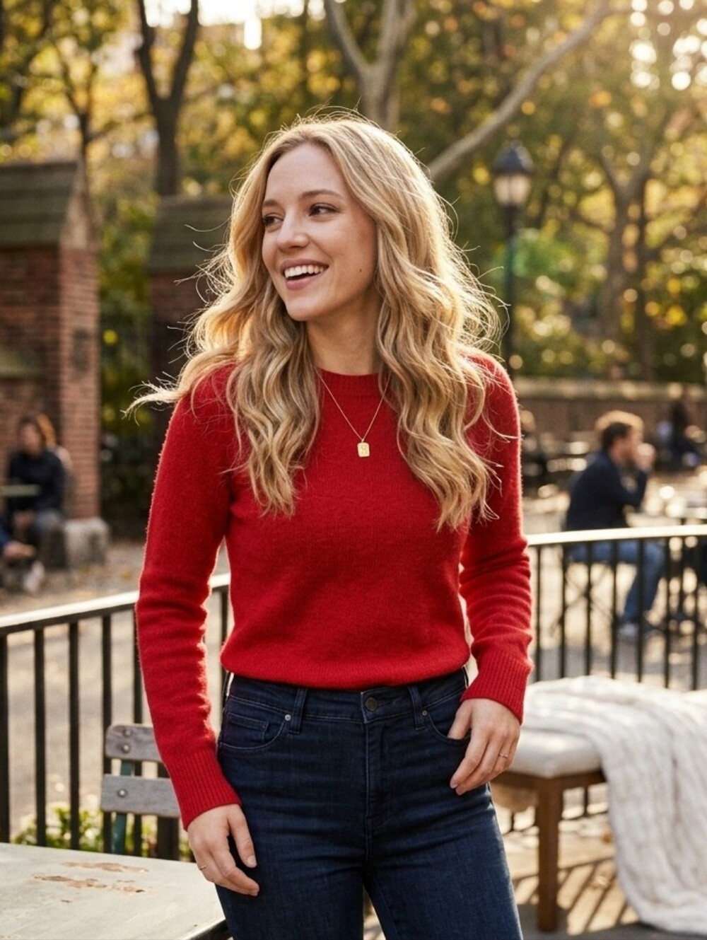 LydiaVine 100% Cashmere Crew Sweater Red size S P2P 15.5”